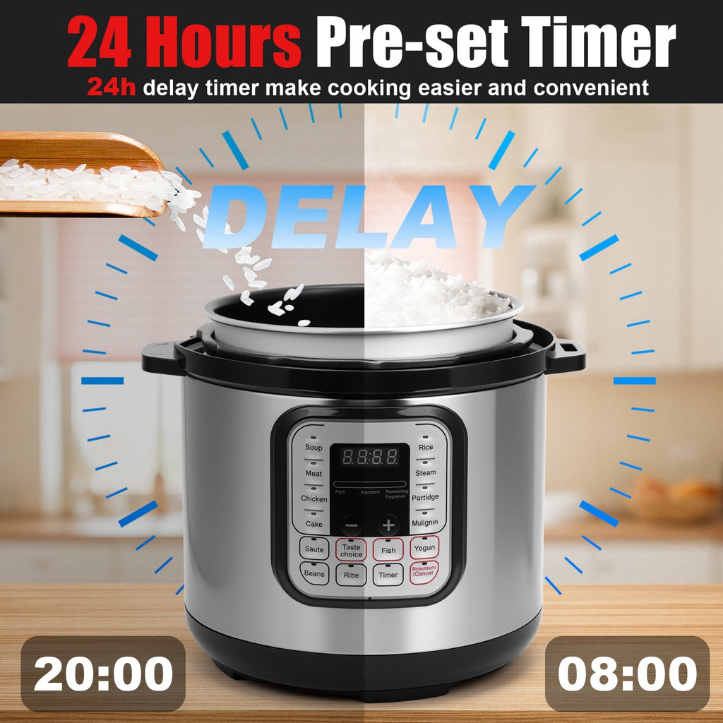 8.5 Quart Electric Pressure Cooker, 16-in-1 Multi-Functional Slow Cooker, Rice Cooker, Saute Pan, Soup Pot, Egg Cooker, Warmer, Preset Cooking, Stainless Steel