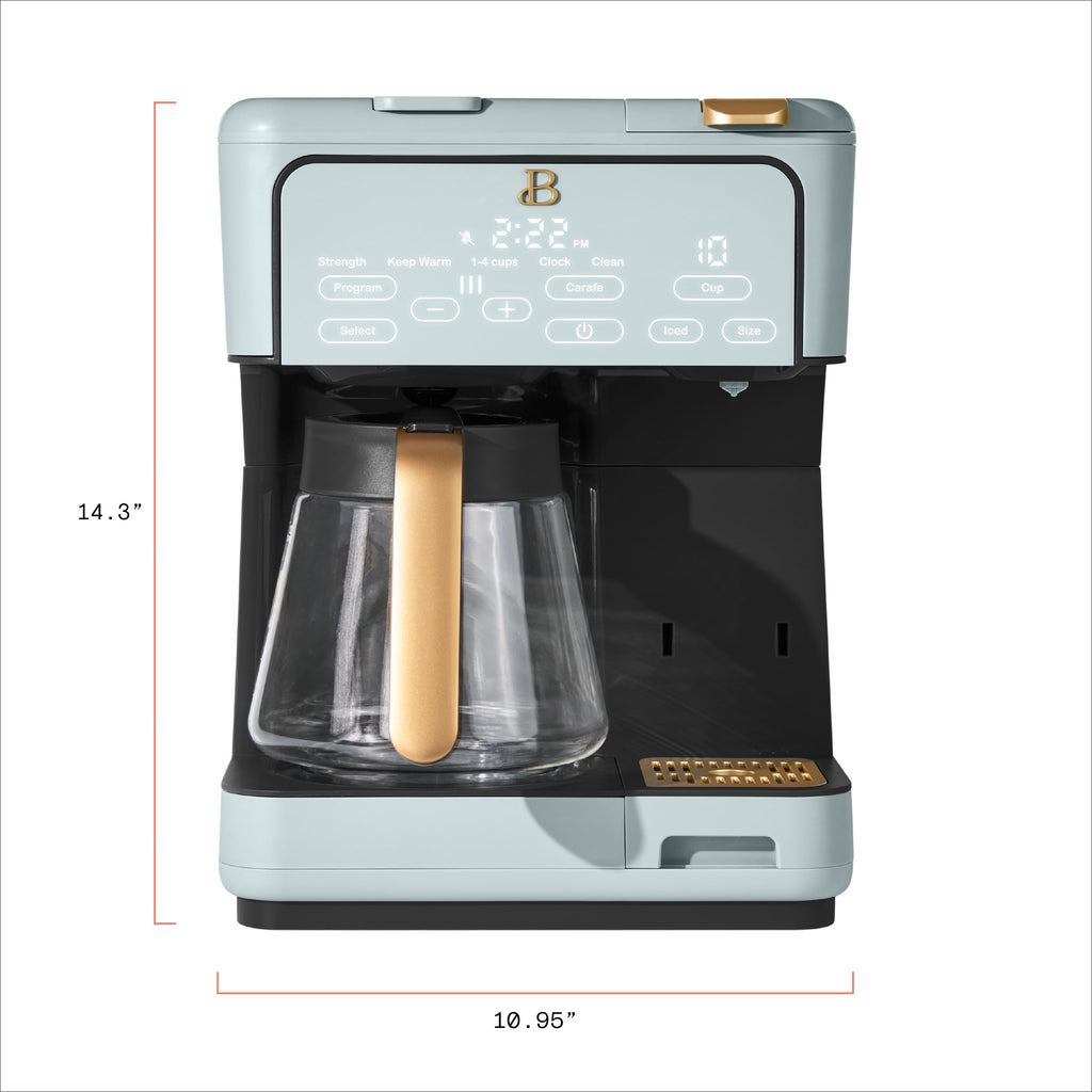 Beautiful by Drew Barrymore Multi-Brew 12-Cup Programmable Drip & Single-Serve Coffee Maker, White Icing