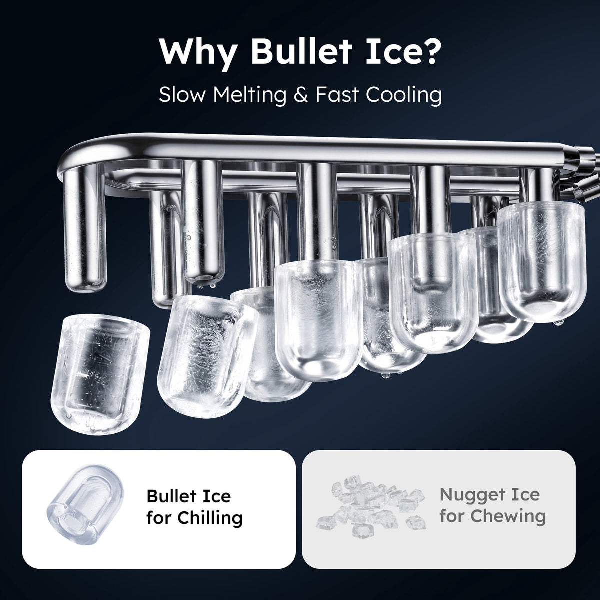 Simzlife Countertop Ice Maker, 26 Lbs/24H, 9 Bullet-Shaped Ice Cubes in 6 Minutes, Auto-Cleaning Ice Machine, Black