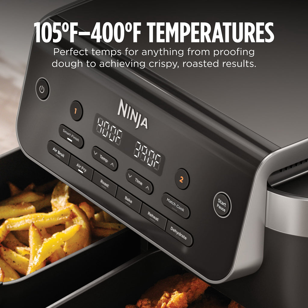 Ninja Foodi Air Fryer 10-Qt, 2 DualZone Baskets, 4-in-1, Smart Finish, Cook 2 Foods at Once, DZ950