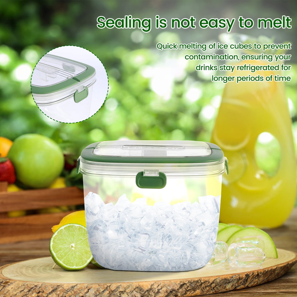 5.3 QT Ice Bucket with Lid and Tong Sealed Ice Bucket Container with Handle Ice Cube Bucket Portable Wine Bucket Multifunctional Ice Storage Bin for Cocktail Freezer Bar