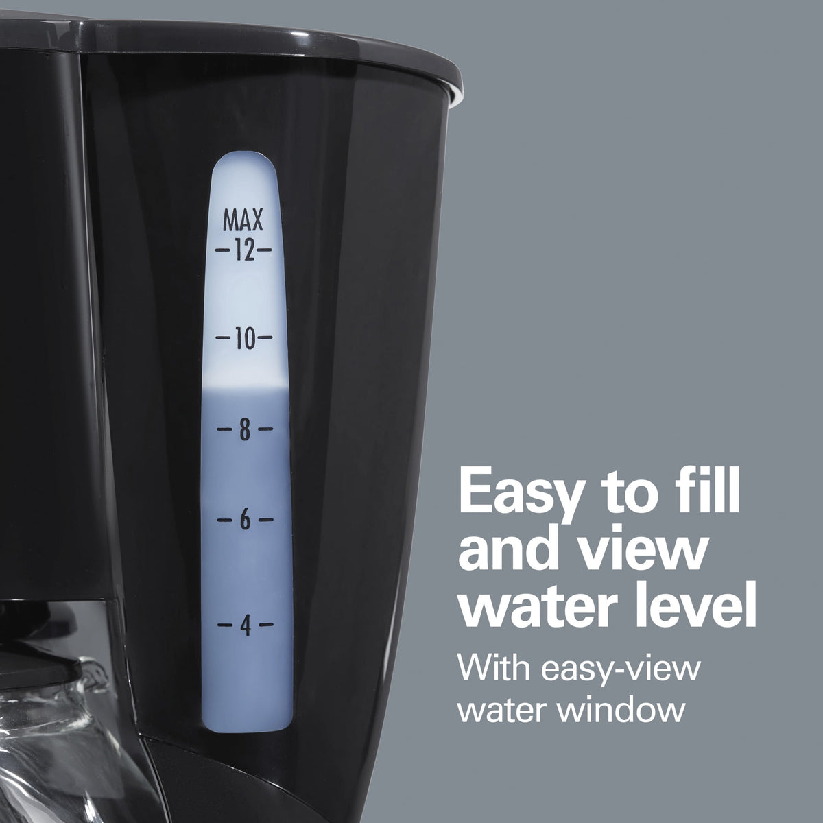 Hamilton Beach 12 Cup Programmable Coffee Maker, Glass Carafe, Matte Black