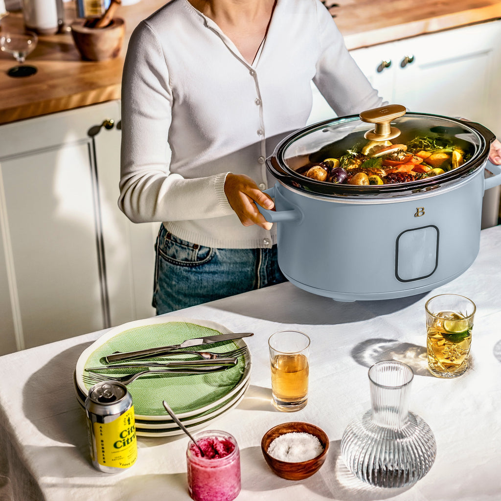 Beautiful 6 Qt Programmable Slow Cooker, Thyme Green by Drew Barrymore