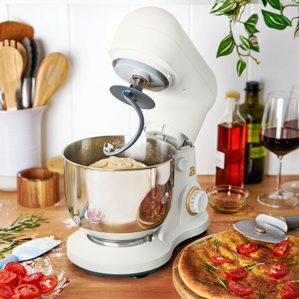 Beautiful 3.5 Qt Stand Mixer with Flat Beater, Dough Hook, Balloon Whisk, Chocolate by Drew Barrymore