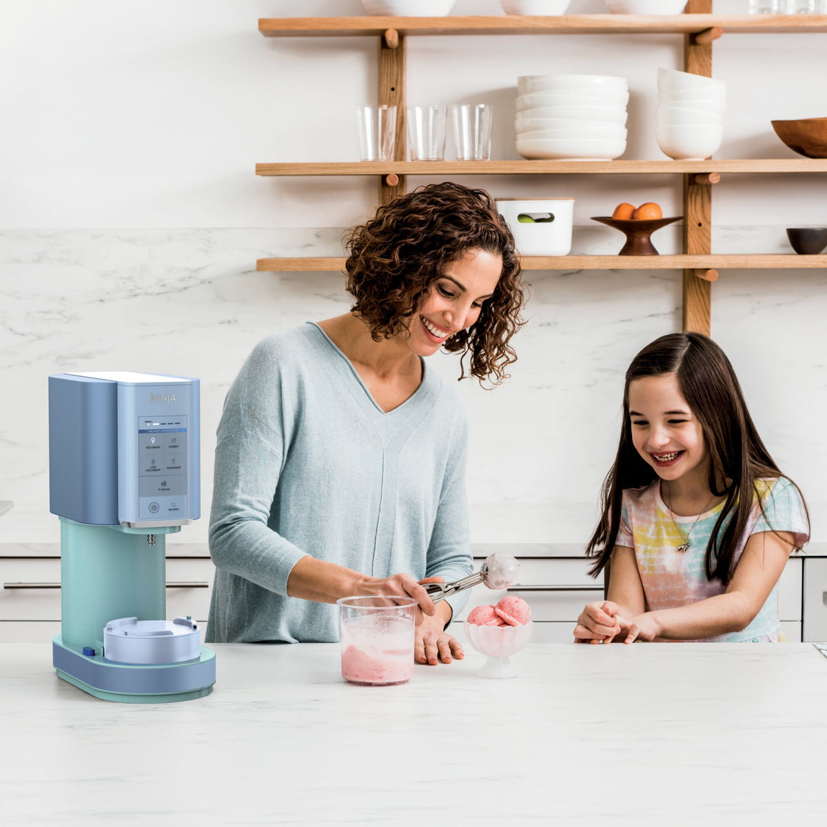 Ninja Creami Ice Cream Maker, for Mix-ins, Milkshakes, Sorbet, 5 One-Touch Programs, (2) 16 Oz Pint Containers & Lids, NC350 White