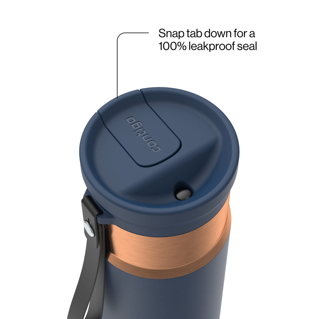 Contigo 16oz SnapSeal Insulated Stainless Steel Water Bottle, Licorice Black/Bronze