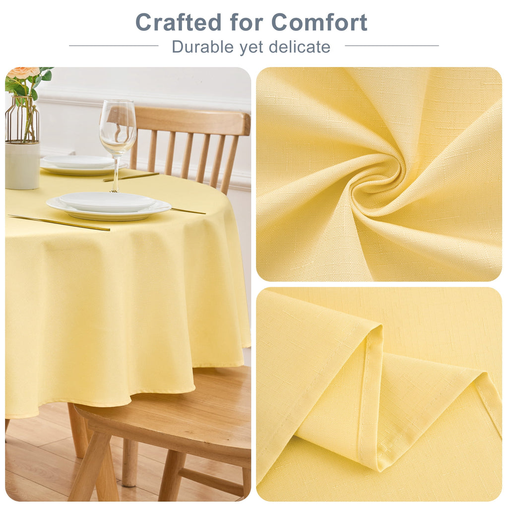 Inosoo Faux Linen Textured Rectangle Tablecloth - 60 x 84 inch Waterproof & Machine Washable Linen-Look Cloth Table Cover, White