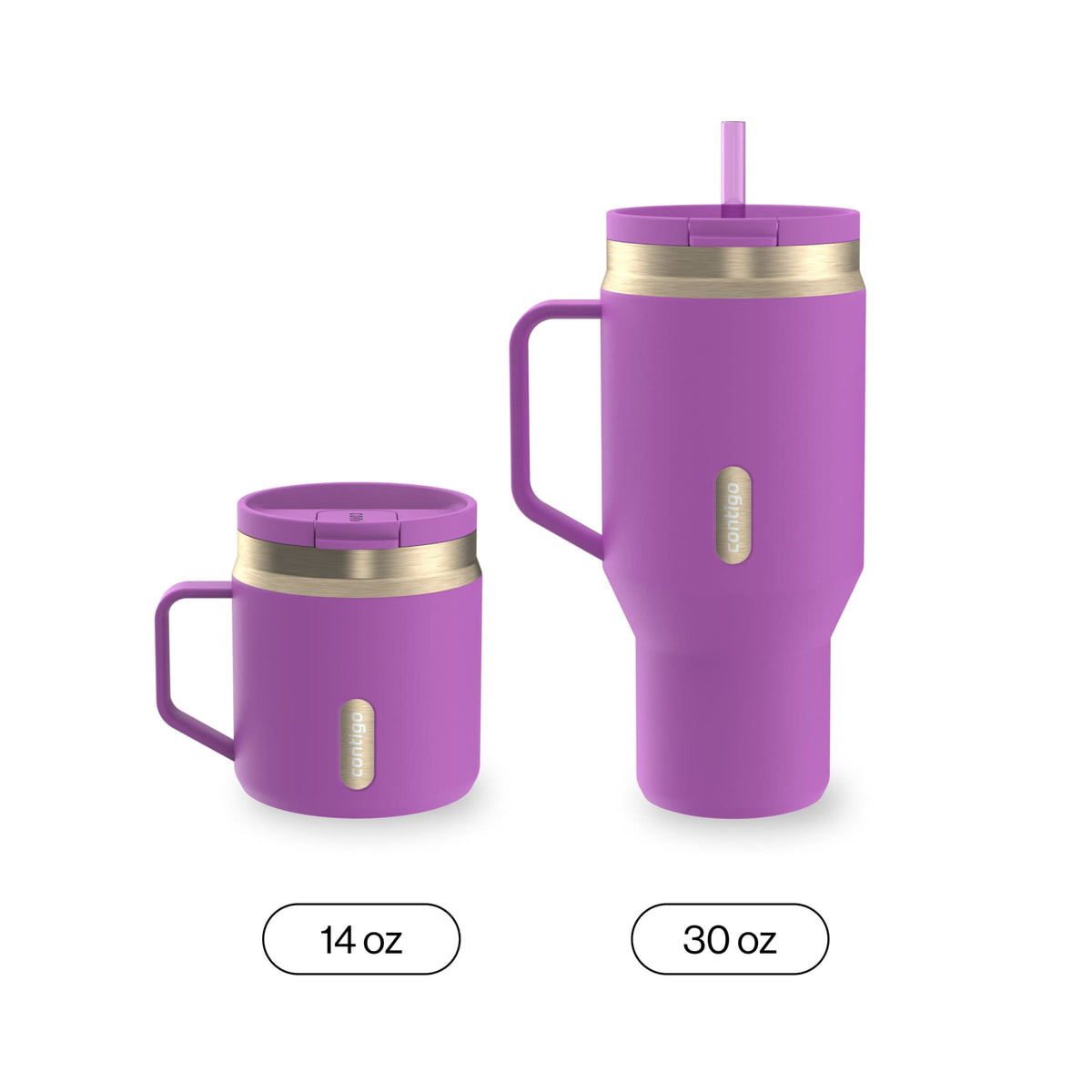 Contigo 14oz SnapSeal Insulated Stainless Steel Coffee Tumbler, Oatmilk Cream/Champagne