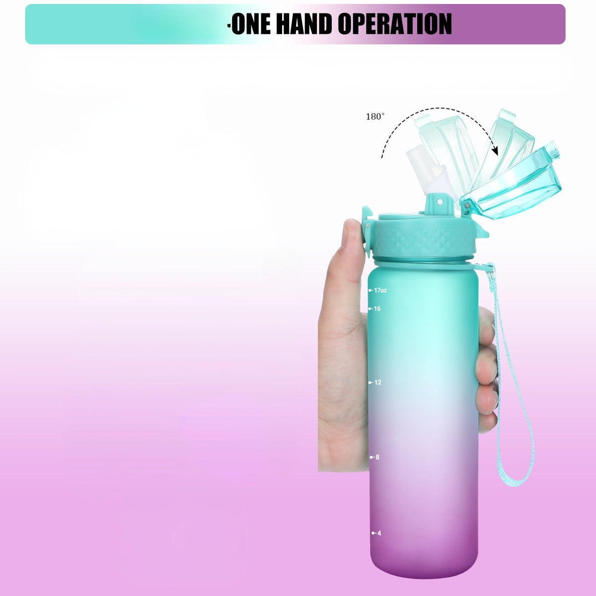 Oldley Transparent Tritan Kids Bottle – 17oz Straw Water Bottle with One-Hand Open Button, Lockable Leak-Proof Lid, Ideal for Daily Hydration