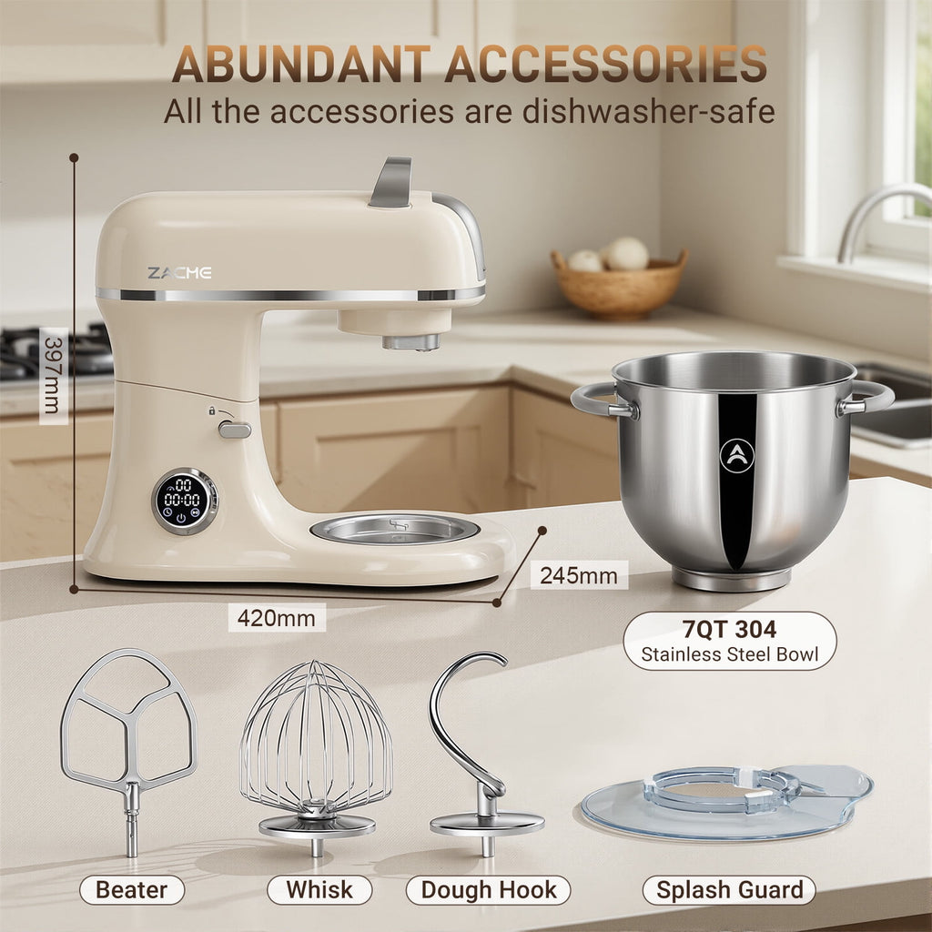 7QT Stand Mixer Aluminum Die Casting,650W 11 Speed Tilt-Head Kitchen Electric Stand Mixer, Household Food Mixer with Stainless Steel Bowl, Dough Hook, Whisk and Beater,Food Mixer for Baking, Cake