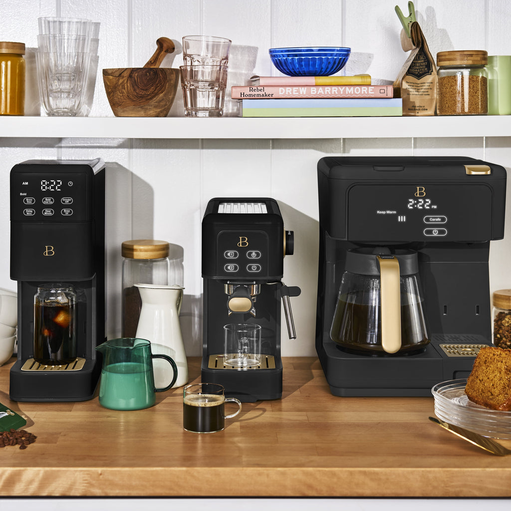 Beautiful by Drew Barrymore Multi-Brew 12-Cup Programmable Drip & Single-Serve Coffee Maker, White Icing
