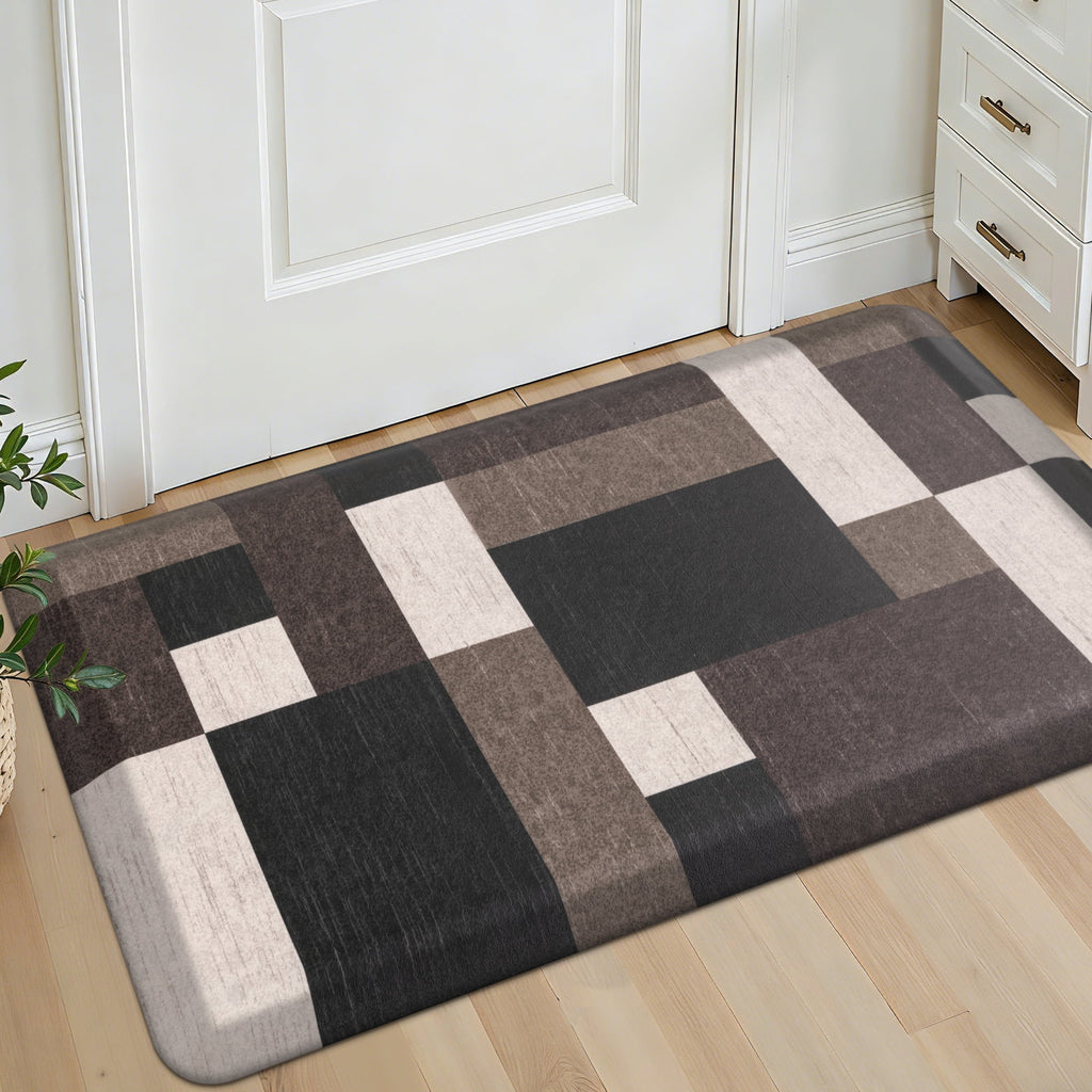 MeyJey 4/5 Inch Thick Anti Fatigue Kitchen Rug 20”x39”, Non Slip Waterproof Floor Mats for Kitchen Sink Laundry Office, Black/Gray