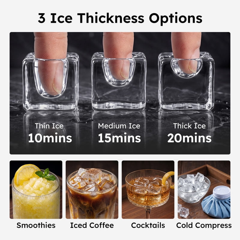 SIMZLIFE Ice Ball Maker Countertop, 2.4" Large Sphere Ice, 48 Balls/24H, Self-Cleaning for Whisky & Home Bar, Black