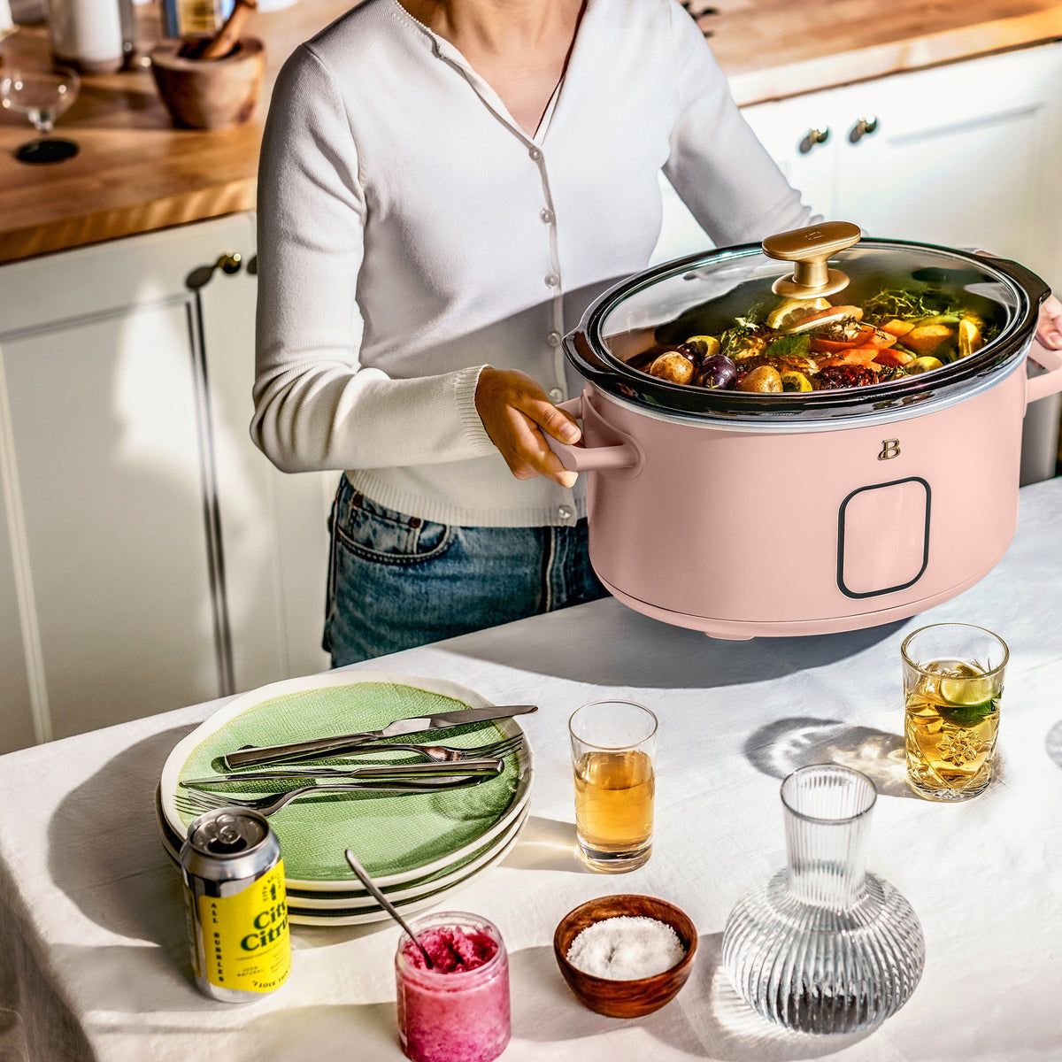Beautiful 6 Qt Programmable Slow Cooker, Thyme Green by Drew Barrymore