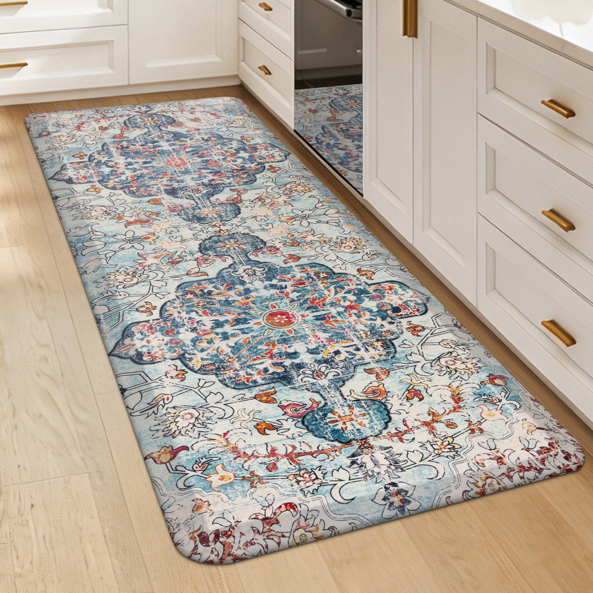 MeyJey 4/5 Inch Thick Anti Fatigue Kitchen Rug 20”x39”, Non Slip Waterproof Floor Mats for Kitchen Sink Laundry Office, Black/Gray