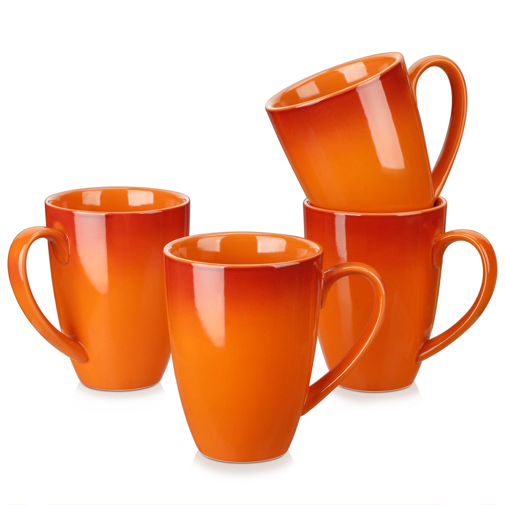Vancasso Coffee Mugs Set of 4, 20oz Large Stoneware Mug, Tea Cups with Handle, Dishwasher and Microwave Safe, Ombre Orange