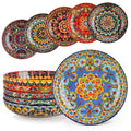 vancasso 32oz Pasta Bowls, Ceramic Salad Bowls Set of 6, Dishwasher and Microwave Safe, Bohemian Style